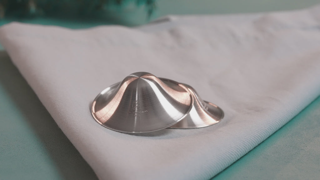 Silver Nursing Cups - Reusable 925 Silver Nursing Covers for Sore Nipples, Postpartum Mom Breastfeeding Essentials, Soothes & Protects